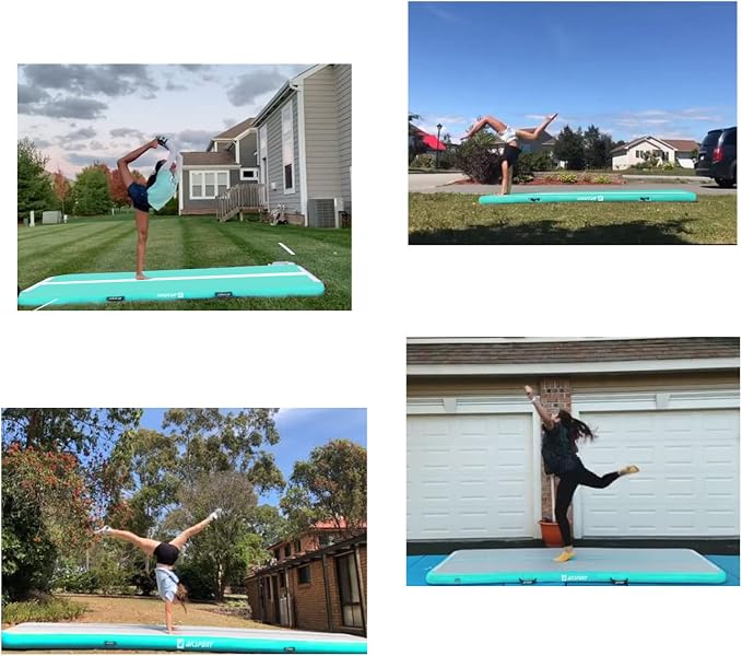 AKSPORT Gymnastics Air Mat Tumble Track Tumbling Mat Inflatable Floor Mats with Air Pump for Home Use/Tumble/Gym/Training/Cheerleading/Parkour/Beach/Park/Water
