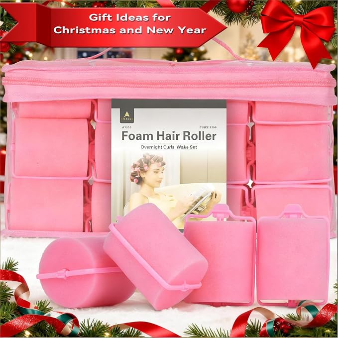 24 Pieces Foam Sponge Hair Rollers - Soft Sleeping Hair Curlers for Hair Styling (2inch, Pink)