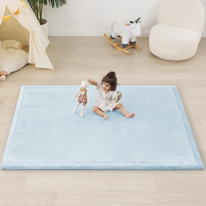 1.5" Thick Baby Play Mat for Floor,79x79 Large Memory Foam Tummy Time Mat | Ultra Soft Playmat for Baby,Tummy Time Foam Mats,Cushioned for Infant,Kids and Toddler Crawling,Easy Care