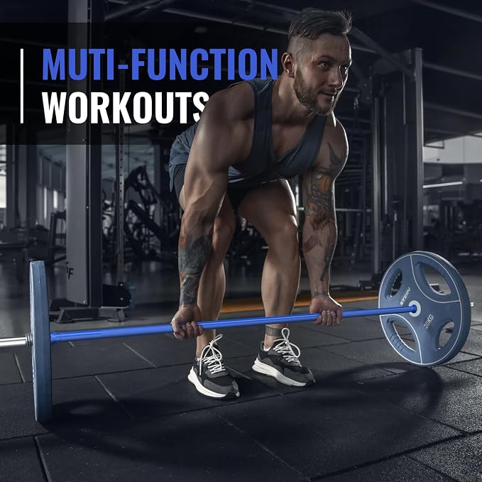 TECHNOAGE Steel Standard Barbells for 1-Inch Plates, 350LB | Standard steel bars for 1-inch plates with 350LB capacity, knurled grips, and compact 5FT or 6FT options