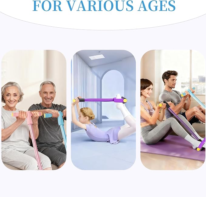 Pedal Resistance Bands with Handles, Upgrade 6-Tubes Elastic Bands for Exercise, Natural Rubber Foot Pedal Resistance Bands, Multifunction Fitness Bands for Abdomen, Waist, Arm, Leg, Pilates