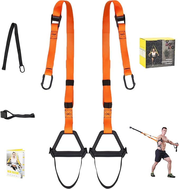 Moulyan Bodyweight Resistance Training Straps,Training straps Complete Home Gym Fitness Trainer kit for Full-Body Workout Easy Setup Gym Home Outdoors