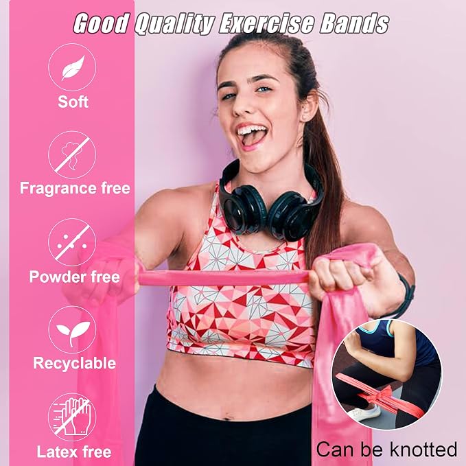 Resistance Bands Set for Physical Therapy, Rehab, Yoga and Pilates | Latex-Free elastic exercise bands suitable for rehab, yoga, Pilates, gym workouts, stretching, and home exercise