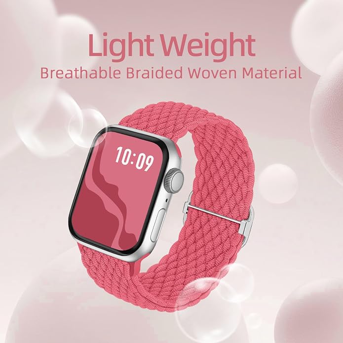 4 Pack Braided Stretchy Bands Compatible with Apple Watch 40mm 41mm 38mm 42mm 44mm 45mm 46mm 49mm Women Men, Breathable Nylon Elastic Daily Use Straps for iWatch Series 11/10 9 8 7 6 5 4 3 SE/Ultra 2