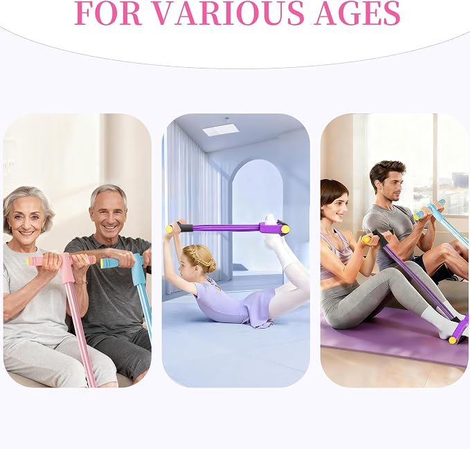 Pedal Resistance Bands with Handles, Upgrade 6-Tubes Elastic Bands for Exercise, Natural Rubber Foot Pedal Resistance Bands, Multifunction Fitness Bands for Abdomen, Waist, Arm, Leg, Pilates