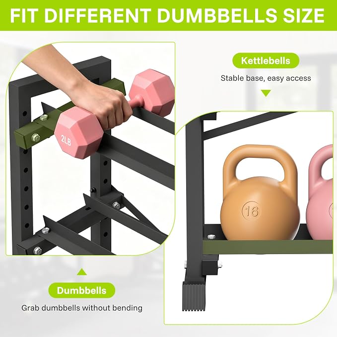 Eocnrhe Dumbbell Rack Stand Only, Weight Rack for Home Gym, 3-Tier Adjustable Dumbell Rack Heavy-Duty Weight Stand for Dumbbells Kettlebells