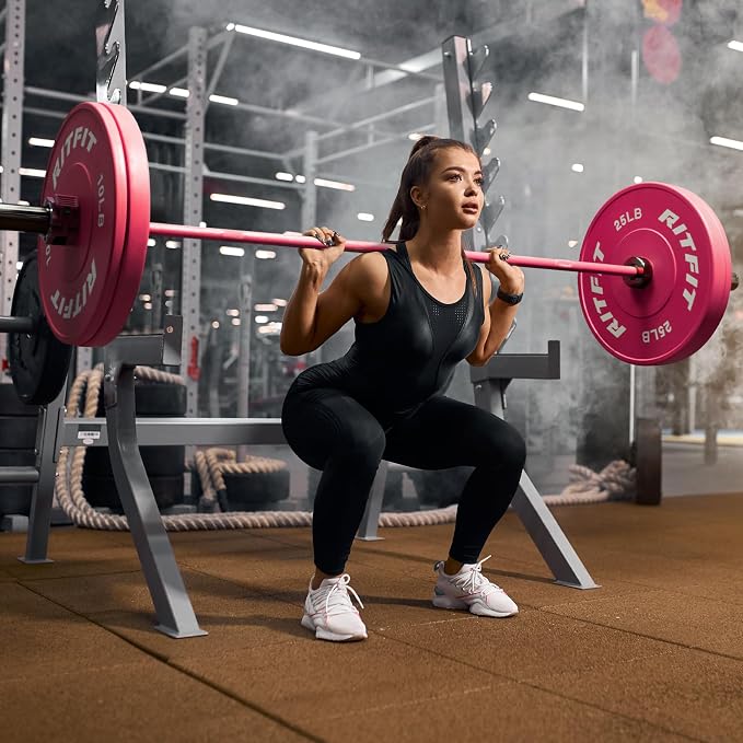 RitFit Elite 7ft Olympic Barbell, Robust 45lb Barbell for Weightlifting and Powerlifting, Superior Olympic Bar with Exceptional 500lbs Load Capacity, Weight Bar for 2” Standard Plates