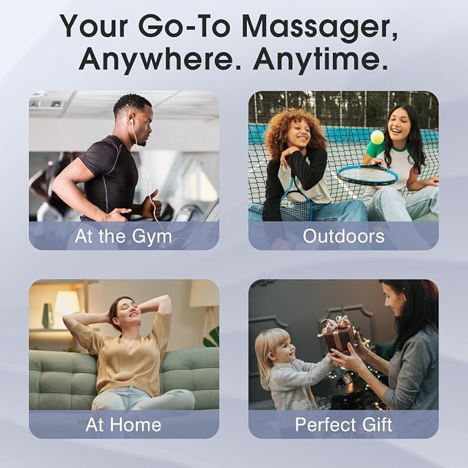 cotsoco Mini Massage Gun, Deep Tissue Percussion Muscle Massager, Compact Portable Handheld Massager with 6 Heads & 4 Speeds, Quiet for Home, Gym, Office, Travel, Gift for Men and Women