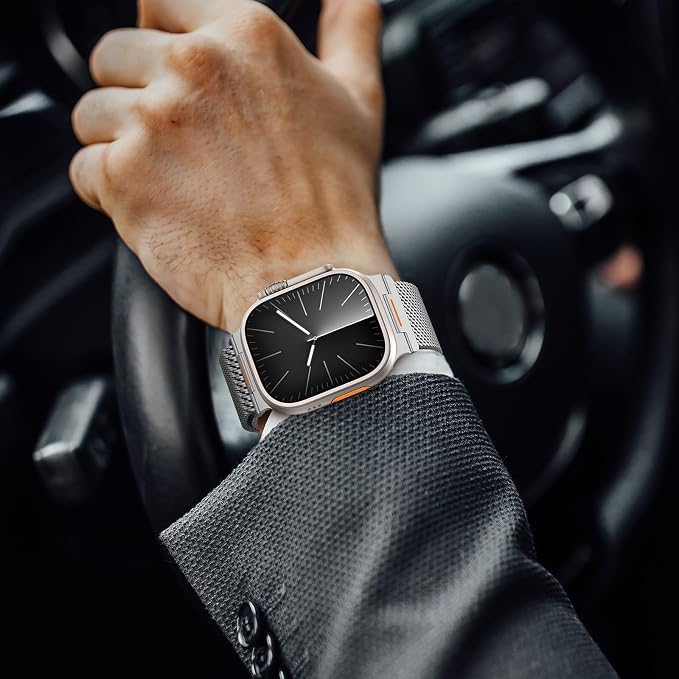 Bands Compatible with Apple Watch Ultra 3/2/1 Band 49/46/45/44mm | Milanese Loop Magnetic Stainless Steel Strap for iWatch Ultra SE 3/2/1 Series 11 10 9 8 7 6 5 4 3 2 1 Men, Silver