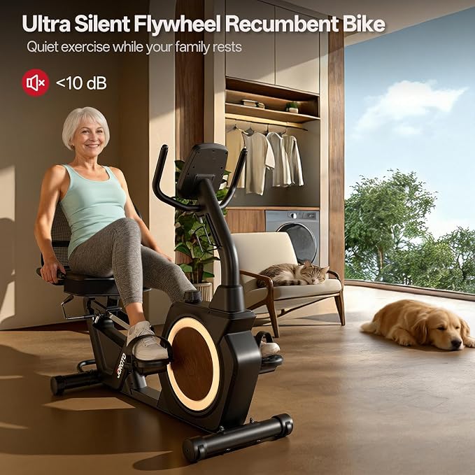 JOROTO Recumbent Exercise Bike for Seniors Adults with 400LBS, Smart App | Low-Impact Exercise Bike 16 Magnetic Resistance, Wide Cushioned Seat, Back Support and Backlit LCD, Heart Rate Monitoring