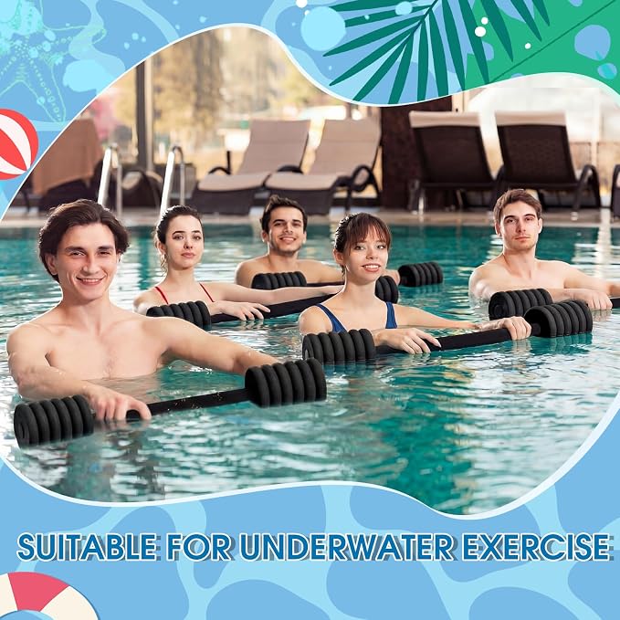 Soulchen Long Aquatic Exercise Dumbbells Pool Exercise Foam Water Weights Dumbbell Aquatic Pool Barbells with High Density EVA Foam for Swim Water Aerobics Workouts Loss