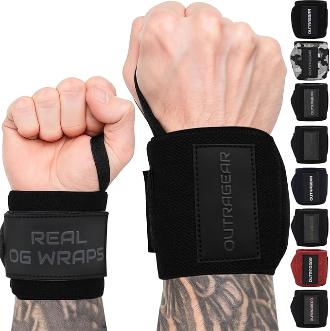 18" OG-Grade Wrist Wraps for Weightlifting – Heavy Duty Wrist Support with Thumb Loop & Lockdown Strap – Wrist Straps for Powerlifting, Bench Press & Gym Training