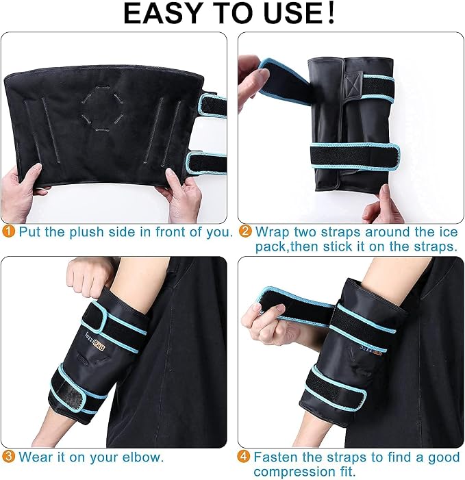 SuzziPad Forearm & Elbow Ice Pack Wrap, Reusable for Tennis & Golf,Black | Wearable & Reusable Cold Compression Sleeve for Arm, Tennis & Golfers Elbow, Tendonitis & Post-Surgery Recovery, 2 Pack