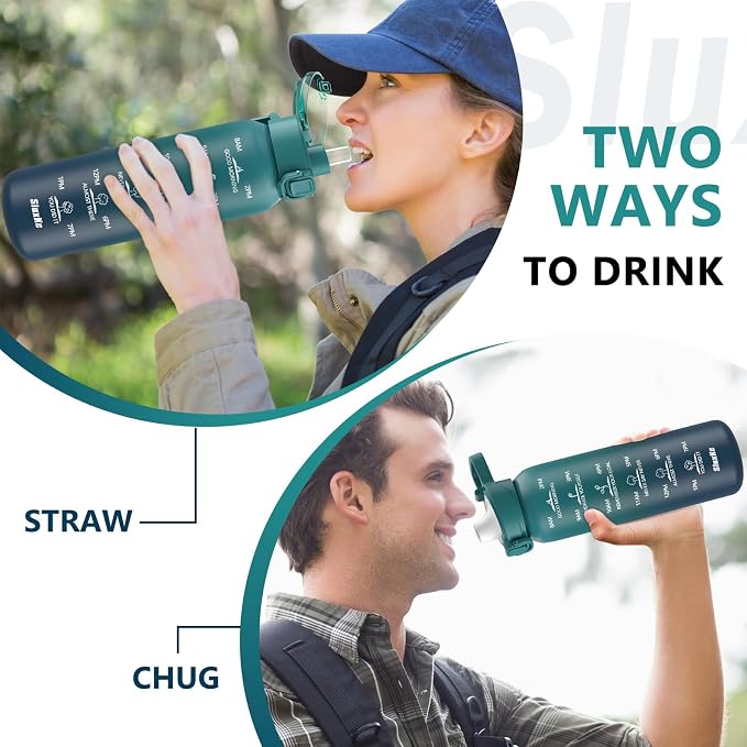SLUXKE 17oz Insulated Water Bottle with 2Lids(Straw Lid & Spout Lid), 500ml Stainless Steel Water Bottle Double Walled Leakproof, Reusable Metal Bottle Keep Cold & Hot for Men, Women BLUE BLUE