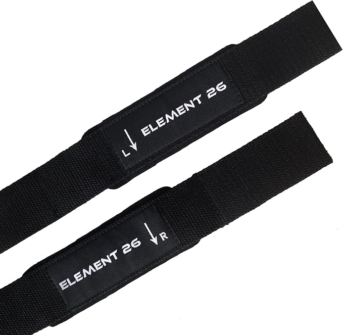 Element 26 Weight Lifting Straps (Pair) with Guide | 100% Cotton Wrist Straps for Men and Women, Weightlifting, Bodybuilding & Powerlifting, Strength Training & Deadlift Support