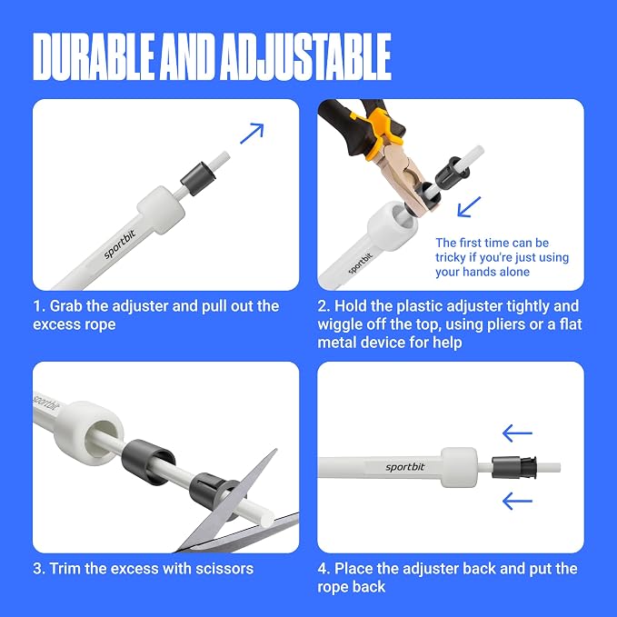 SPORTBIT Adjustable Jump Rope for Fitness and Exercise | Fitness and Exercise, Cardio, Boxing, and Weight Loss, Speed Rope, Men & Women