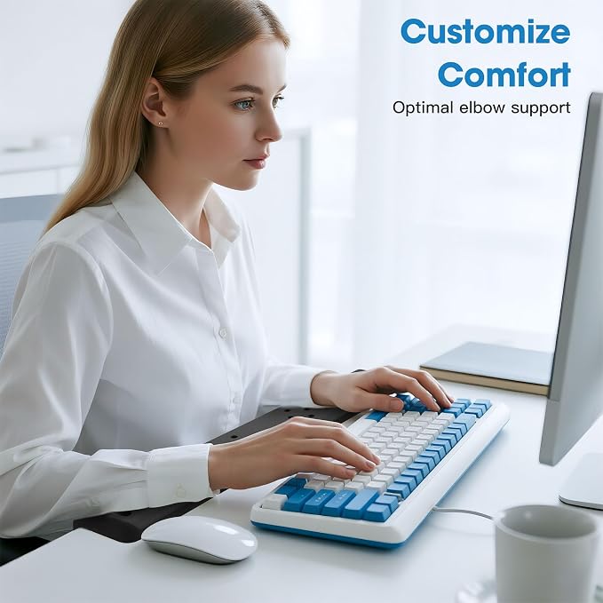 MEKASS L-Shaped Desk Long Elbow Pad for Desk, Memory Foam Elbow Support Padding with Non-Slip, Ergonomic Desk Edge Cushion, Wrist Comfort Support for Office Home 1 Pcs (Dimple Black)