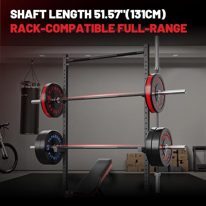 PAPABABE 4ft/5ft/6ft/6.5ft Barbell 2" Short Barbell for Strength Training | 4ft/5ft/6ft/6.5ft Straight Barbell, Womens Olympic Bar with Moderate Knurling for Squats Curls Deadlifts, Weightlifting