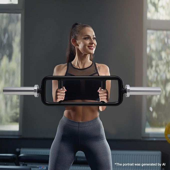 34” Hard Chrome Olympic Triceps Bar, 500LB | Neutral grip weight bar with knurled handles, rotating sleeves, 6.88-inch loadable length, and 2-inch plate fit