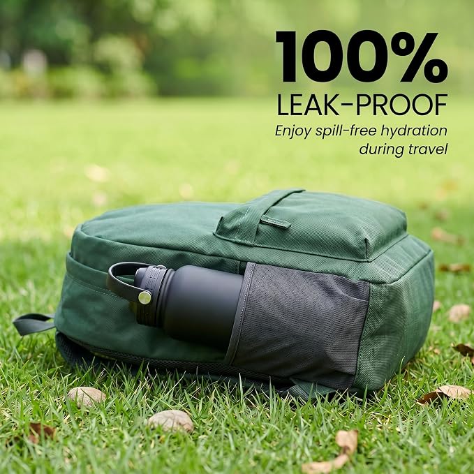 Black Insulated 32 oz Metal Leakproof Water Bottle | Stainless Steel, 1 Liter, Leakproof, 2 Lids, Large Sports Water Bottle for Gym,Hiking