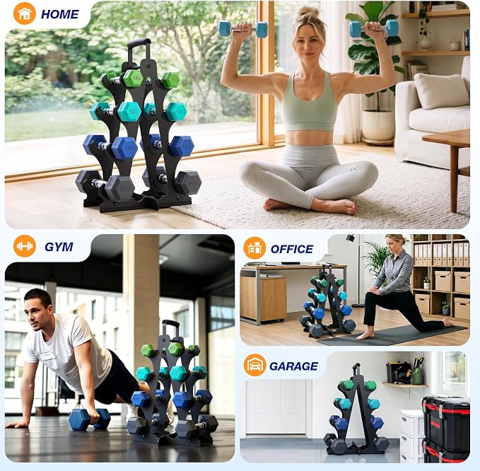 Ghosthorn Tiered A-Frame Dumbbell Rack Stand for Home Gym Space Saving | Heavy Duty Weight Storage Racks for Home Gym,Stable Space Saving Small Dumbbell Rack Hold 4/5 Pairs of Dumbbells (Rack Only)