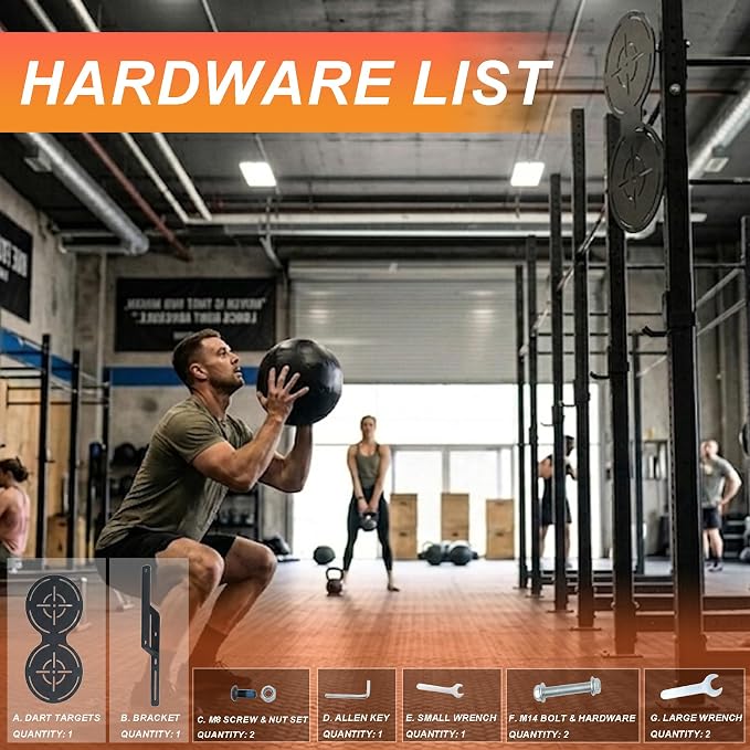 Wall Ball Target for Power Racks, Heavy-Duty Medicine Ball Target Plate with Crosshair Design, Fits 2x2 and 3x3 Squat Racks with 5/8" Holes, Includes Mounting Hardware and Wrenches