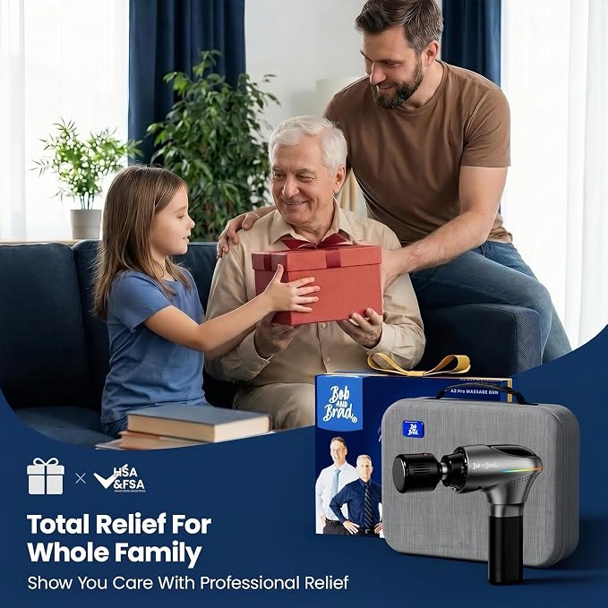 BOB AND BRAD A2 Ultra Heated Massage Gun with Red Light & Infrared Heat | FSA-HSA Eligible Pro Percussion Muscle Massager for Athletes & Full Body Pain Relief with Case, Force Sensor, Birthday Gifts