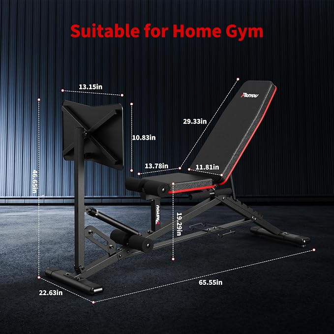 PASYOU Leg Press Machine, Adjustable Weight Bench with Leg Extension, 1300LBS Weight Capacity Leg Press Machines for Home Gym Full Body Exercise, Leg Workout Equipment with Dumbbell Rack