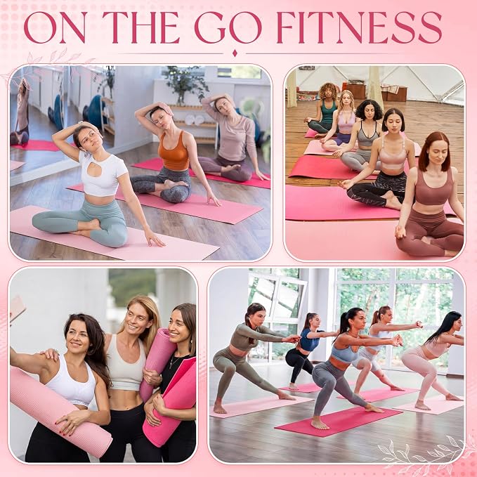 Funtery 3 mm Thin Yoga Mats Bulk, 68 x 24 Inches Lightweight PVC Exercise Mats Non Slip Workout Fitness Pads for Yoga Pilates Stretching Classes Gym Home Studio