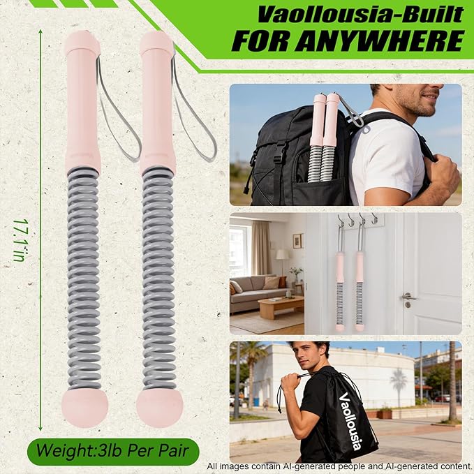 Weighted Ropeless Battle Ropes for Home Gym&Travel - 2 Pack Cordless Portable Battle Ropes, Exercise Rope Sticks for HIIT, Strength & Cardio, Fitness Enthusiasts and Athletes