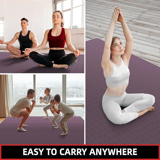 Extra Large Yoga Mat โ 72"x48" or 78"x57", 1/4"โ1/2" Thick Mat for Women & Men, TPE Non-Slip Pilates Mat for Home Gym, Yoga, Stretching, Meditation