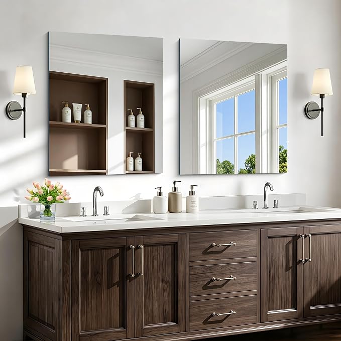 30"x36" Frameless Mirror, Frameless Bathroom Mirror for Over Sink, Rectangle Home Gym Mirror for Wall, Upgraded Shatterproof Wall Mount Vanity Mirror for Bedroom, Living Room, Entryway