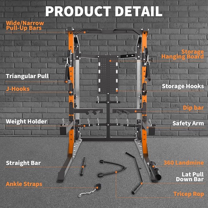 Garvee Power Cage 2000LB Power Rack with Independent Dual Pulley System