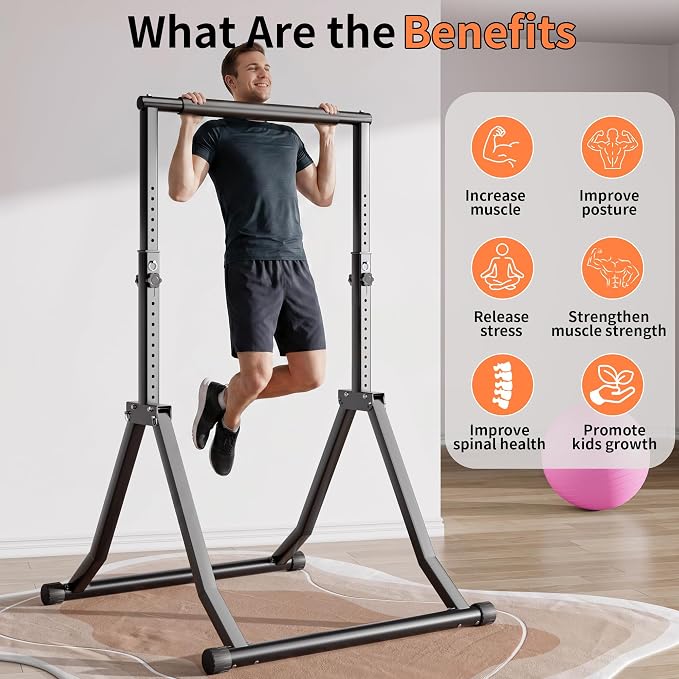 Foldable Pull Up Bar Station 66.1''-84.6'' Power Tower