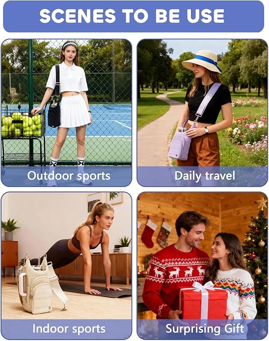 Water Bottle Holder with Strap 30/32 oz, Crossbody Water Bottle Carrier Bag | Lightweiht Quilted Bottle Sling Bag, RFID Phone Pocket, Hands-free for Gym Hiking Walking Travel