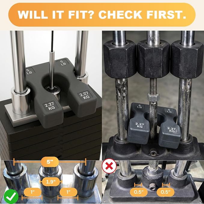 2.5 LB and 5 LB Weight Stack Add On – Weight Stack Adapter Plate for Home Gym & Exercise Machines, Add Resistance to Weight Stack, Incremental Weight Adjustments for Improved Strength Training Results