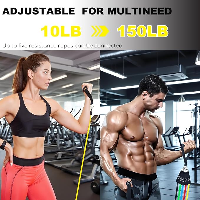 Resistance Bands Set with Door Anchor, 5 Tube Bands for Full Body Workout