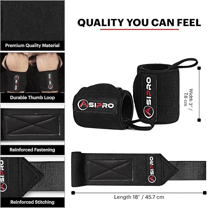Wrist Wraps for Weightlifting 18" Wrist Straps for Weightlifting Weight Lifting Wrist Wraps for Men & Women, Muñequeras para Gym Wrist Support for Working Out, Gym Wrist Wraps for Powerlifting