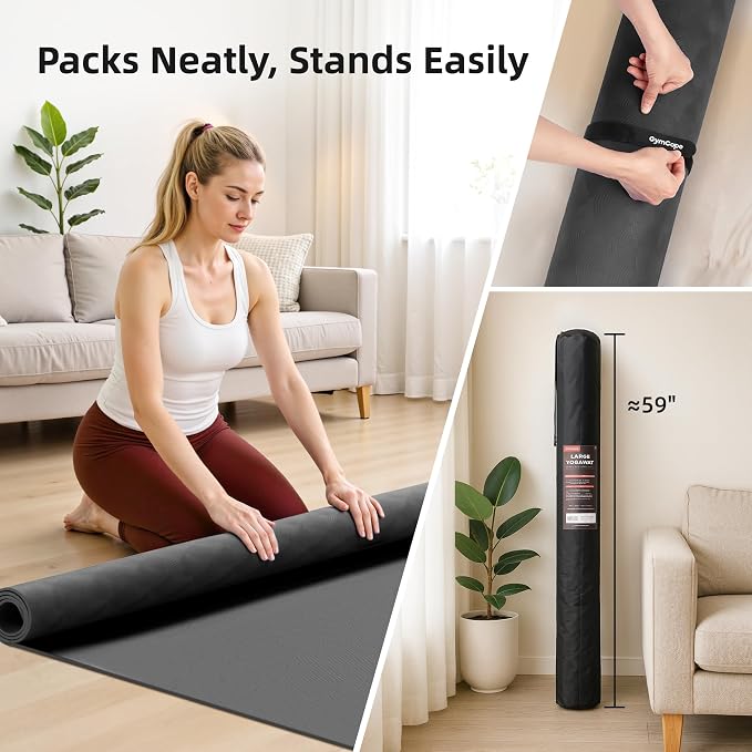 Extra Large Yoga Mat โ 72"x48" or 78"x57", 1/4"โ1/2" Thick Mat for Women & Men, TPE Non-Slip Pilates Mat for Home Gym, Yoga, Stretching, Meditation