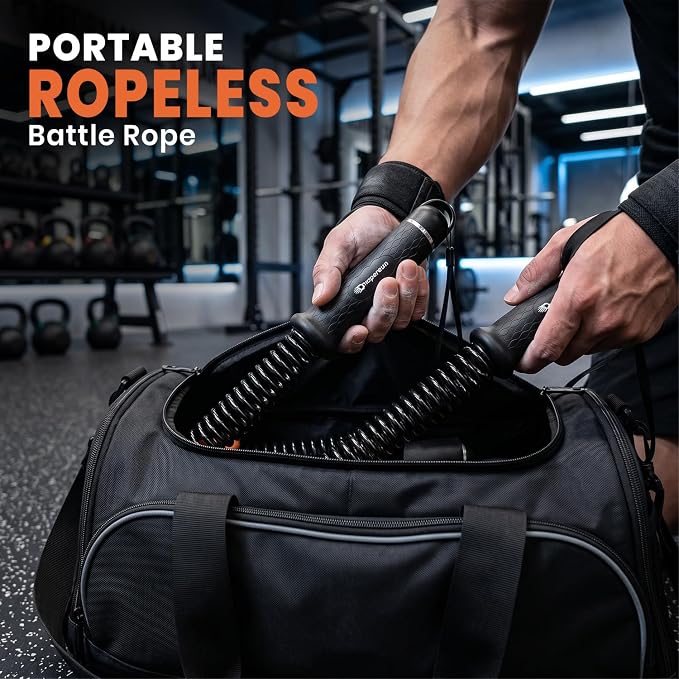 Weighted Ropeless Battle Ropes, 2.9lb Heavy Duty Portable Cordless Battle Ropes for Home Gym with Poster, Exercise Rope for Strength Building, Portable Ropeless Battle Rope with Storage Bag