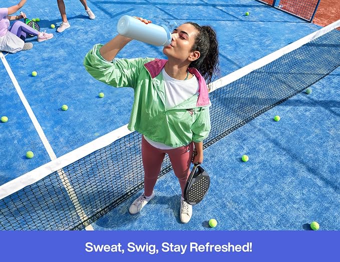 POWCAN 32 oz Insulated Water Bottle with 2-in-1 Straw and Spout Lid, Keep Cold 24H, Leak-Proof, BPA-Free, Double Wall Stainless Steel Water Bottle for Sports, Gym, Travel, and School (Lupine)