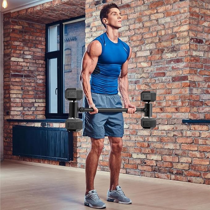 Kipika Adjustable Dumbbell to Barbell Converter - EZ Curling Bar Adapter - Versatile Weightlifting Equipment for Home Gym