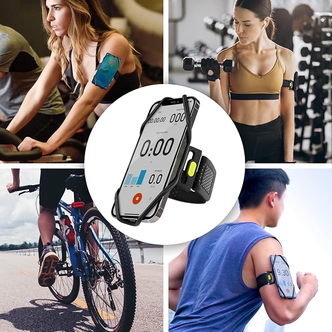 Bone Cell Phone Armbands+Sport Pocket, Run Tie 2+Pocket, L Arm Size, Fits Phone Size 4.7-7.2 Inches for iPhone 13 12 11 Pro Max XS XR X Samsung Galaxy | Sweat Wicking, Dual-Layer Comfort, Skin-Friendly Washable Silicone Strap, Phone Arm Holder for Work...