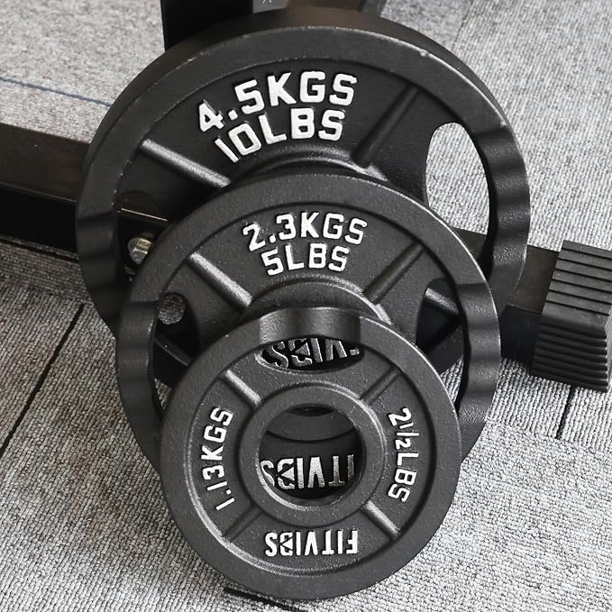 Olympic 2-Inch Cast Iron Plate Weight Plate for Strength Training and Weightlifting, Two Hole Style, 25LB Pair