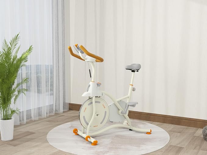 Exercise Bike Indoor Cycling Bike with Digital Display, Heart Rate Sensors, Phone Mount, 265 LBS Weight Capacity