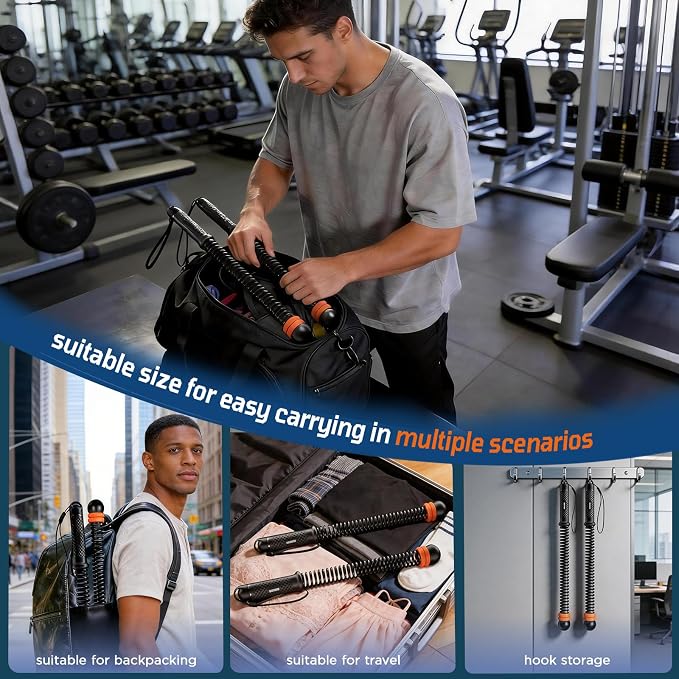 Portable Weighted Ropeless Battle Ropes, Adjustable Cordless Battle Rope Non-Slip Handle with Storage Bag for Home Gym, Fitness Equipment for Women Men HIIT Cardio Strength Training