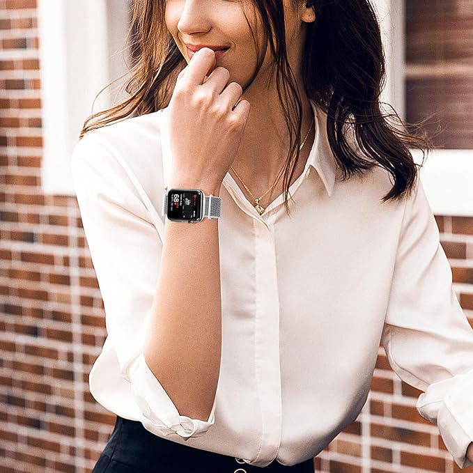 Sport Loop Band Compatible with Apple Watch Band 38mm 40mm 42mm 44mm iWatch Series 6 5 SE 4 3 2 1 Strap, Nylon Velcro Women Men Stretchy Elastic Braided Adjustable Wristband, 38mm 40mm Sea Shell | Braided Nylon Band for Apple Watch 38mm 40mm, Adjustabl...