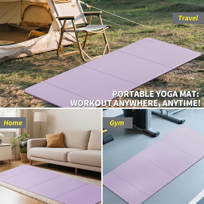 Foldable Yoga Mat Extra Large 74"×31.5" | Double-Sided Non-Slip,Extra Wide Foldable Design,8mm Extra Thick,Exercise Mat for Home, Studio and Travel Use