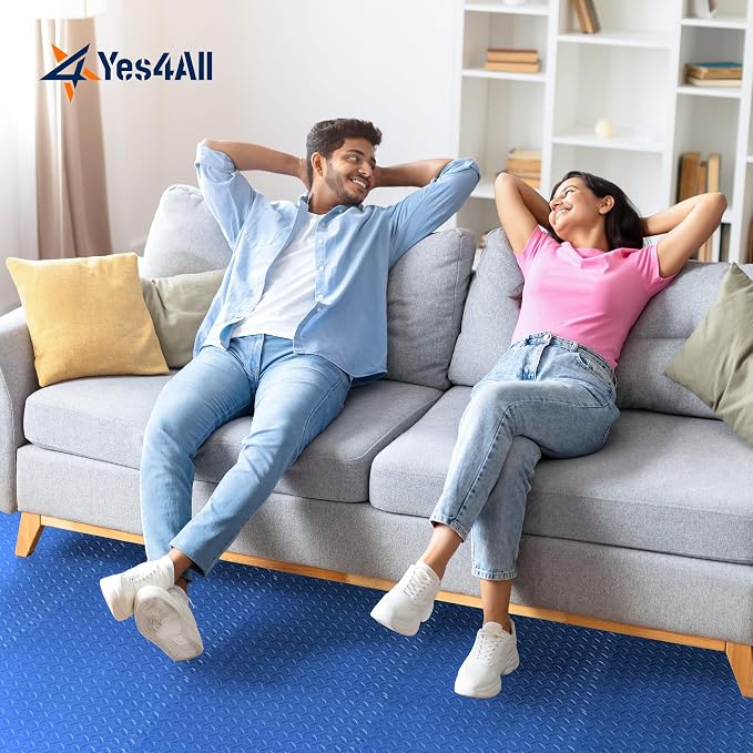 Yes4All EVA Interlocking Mats, Puzzle Floor Tiles, Foam Floor Padding with Border for Furniture, Home Space, Living Room, Garage 11,15,32,99 SQFT