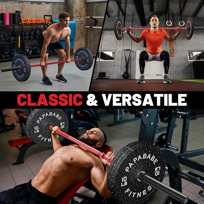 PAPABABE 7ft Barbell 45lb Olympic Barbell 1000/1500lbs Capacity Home Gym | 7ft 45lb 2" Olympic Barbell, 1000/1500lbs Capacity, Hybrid Needle Bearings & Bushings for Squat Curl Deadlift